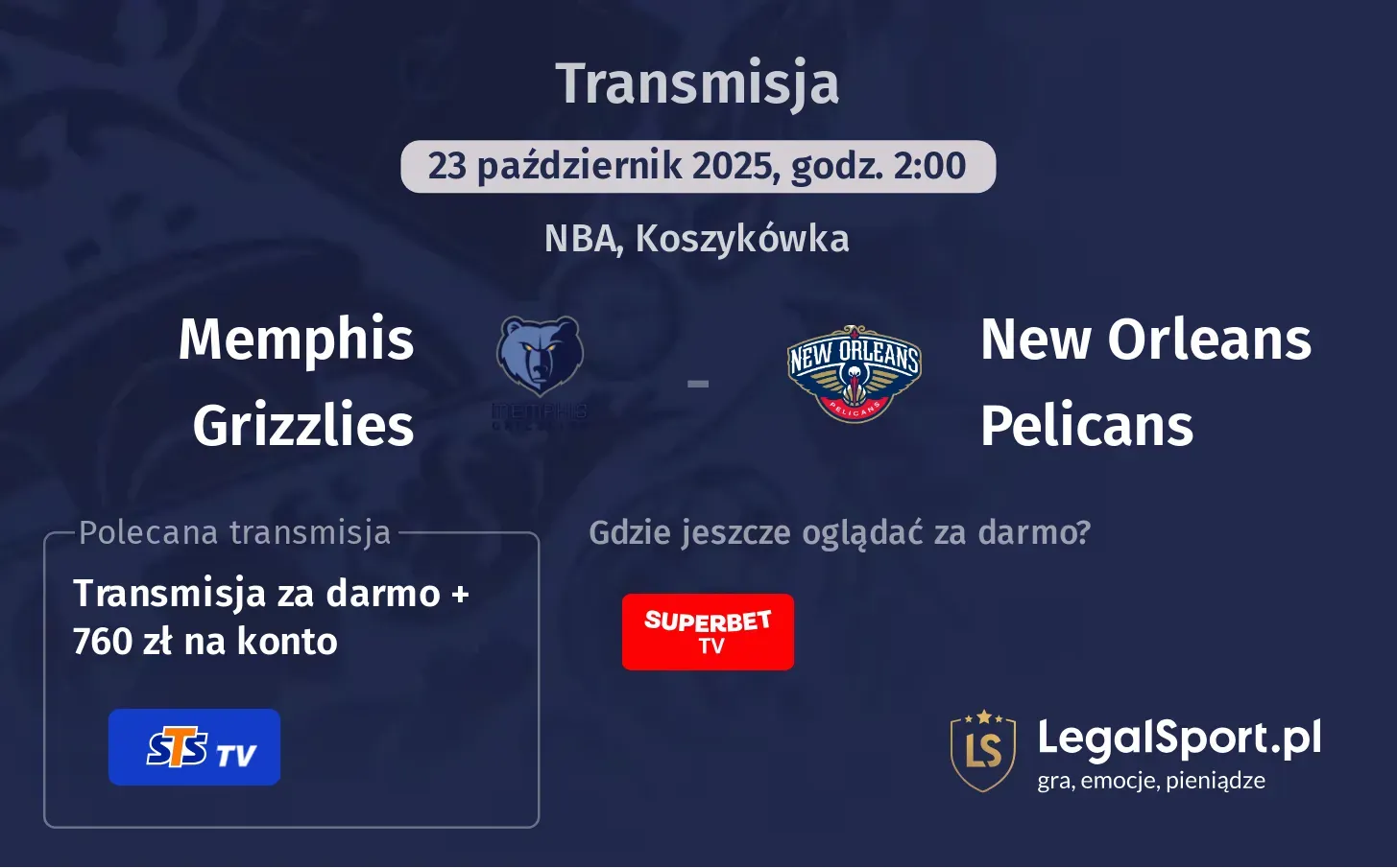 Memphis Grizzlies - New Orleans Pelicans Transmisje