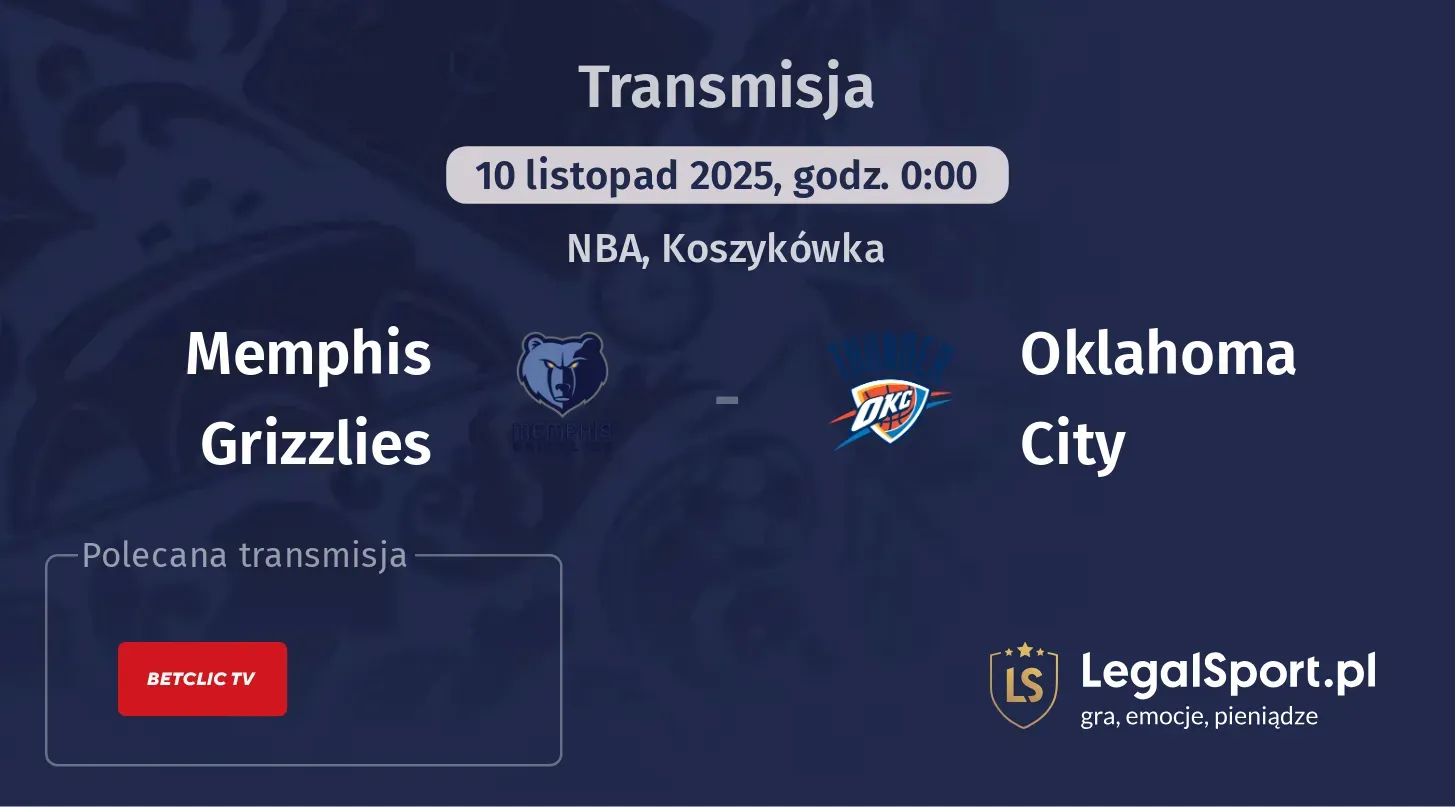 Memphis Grizzlies - Oklahoma City Transmisje