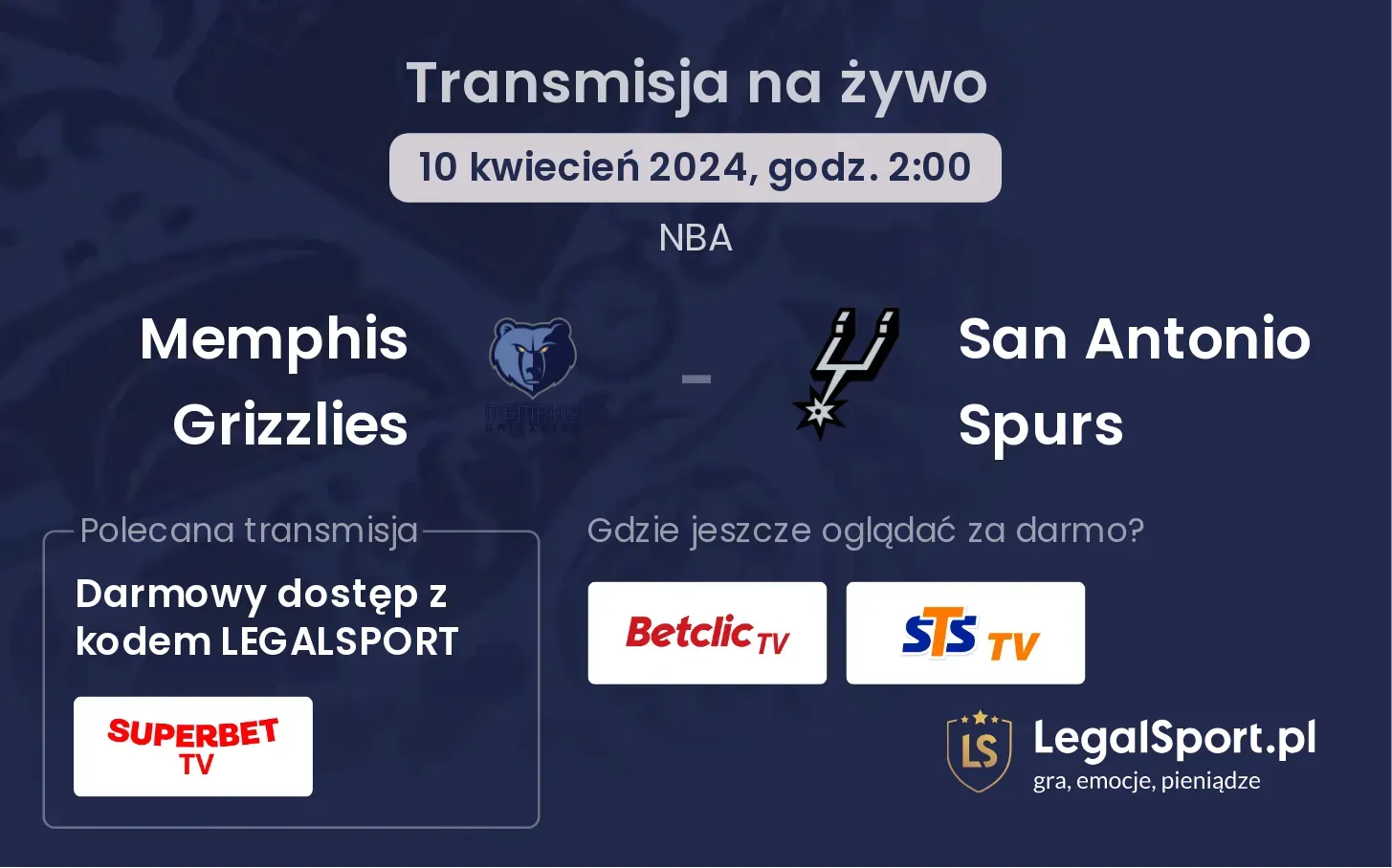 Memphis Grizzlies - San Antonio Spurs transmisja na żywo