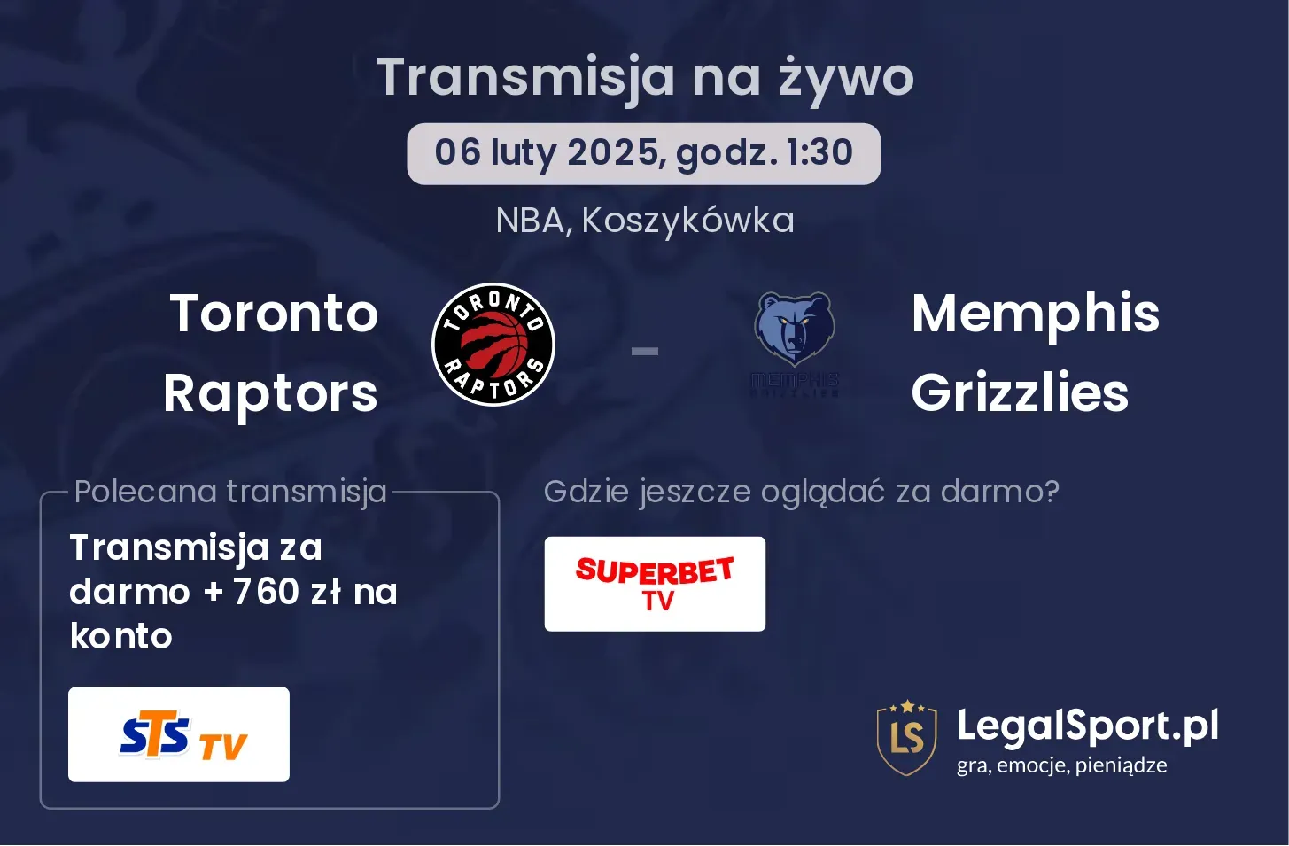 Toronto Raptors - Memphis Grizzlies gdzie oglądać?