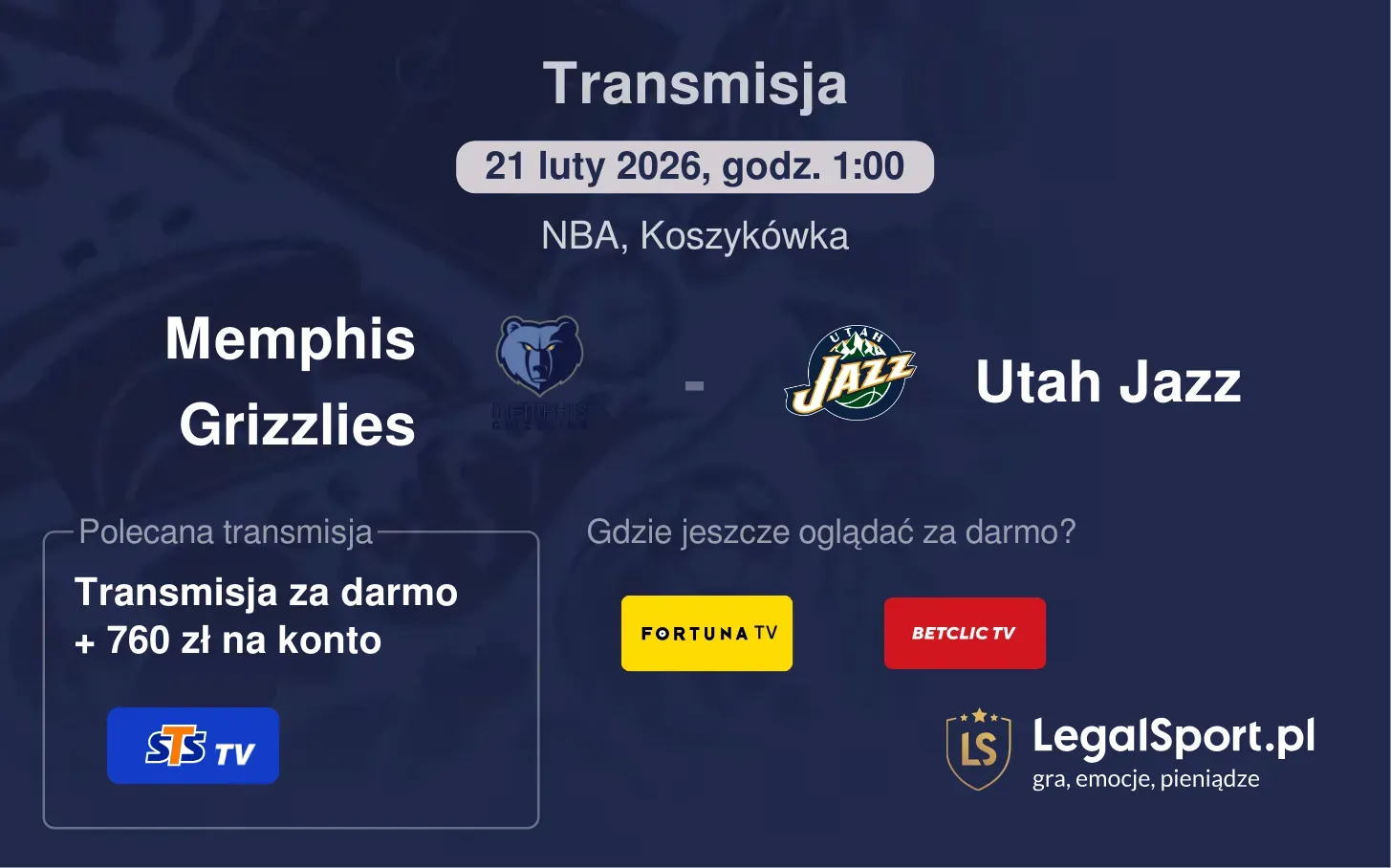 Memphis Grizzlies - Utah Jazz Transmisje