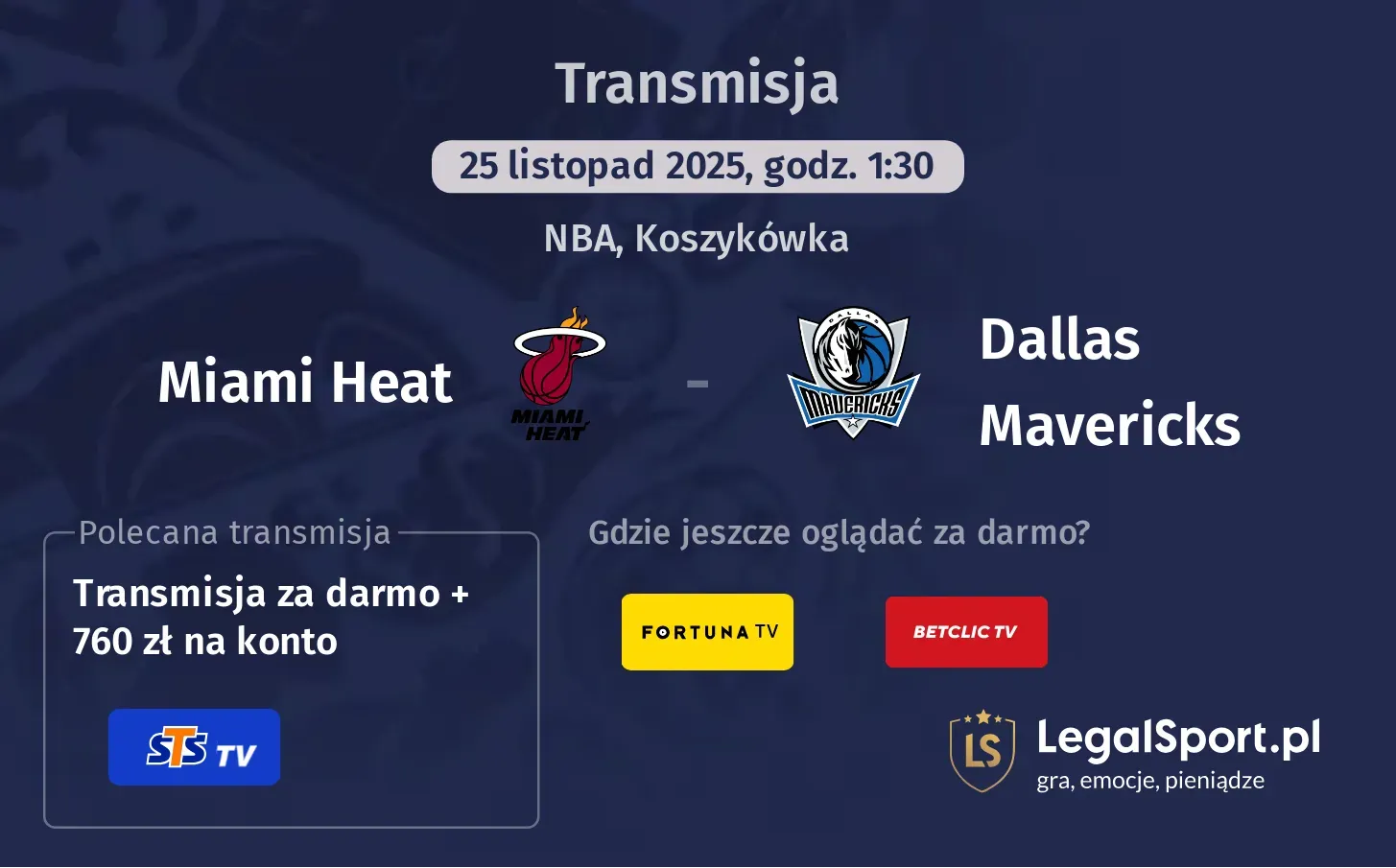 Miami Heat - Dallas Mavericks Transmisje