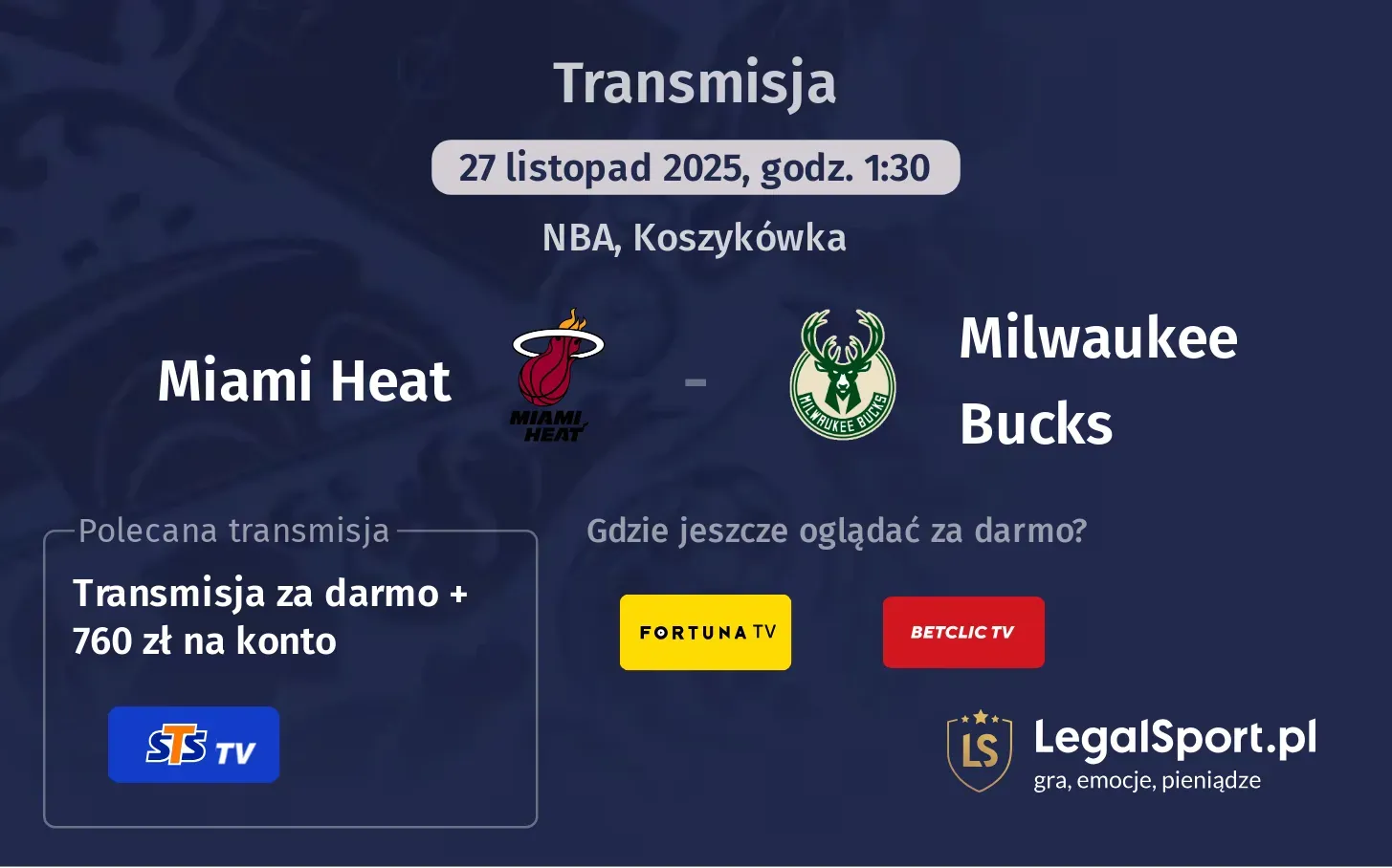 Miami Heat - Milwaukee Bucks Transmisje