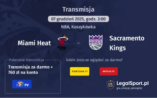 Miami Heat - Sacramento Kings gdzie oglądać? (07.12)