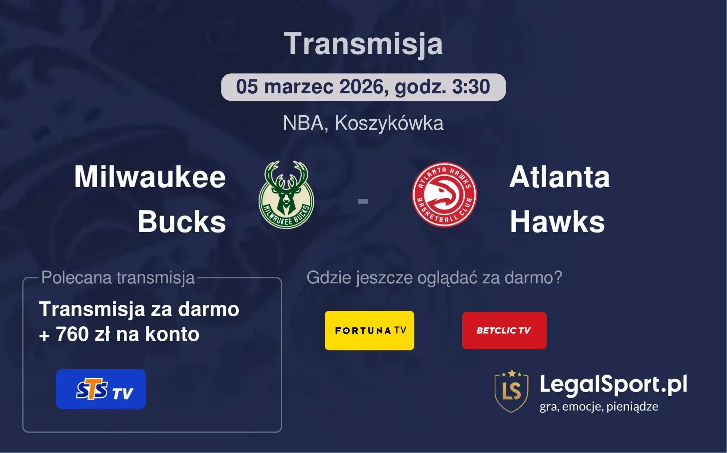 Milwaukee Bucks - Atlanta Hawks Transmisje