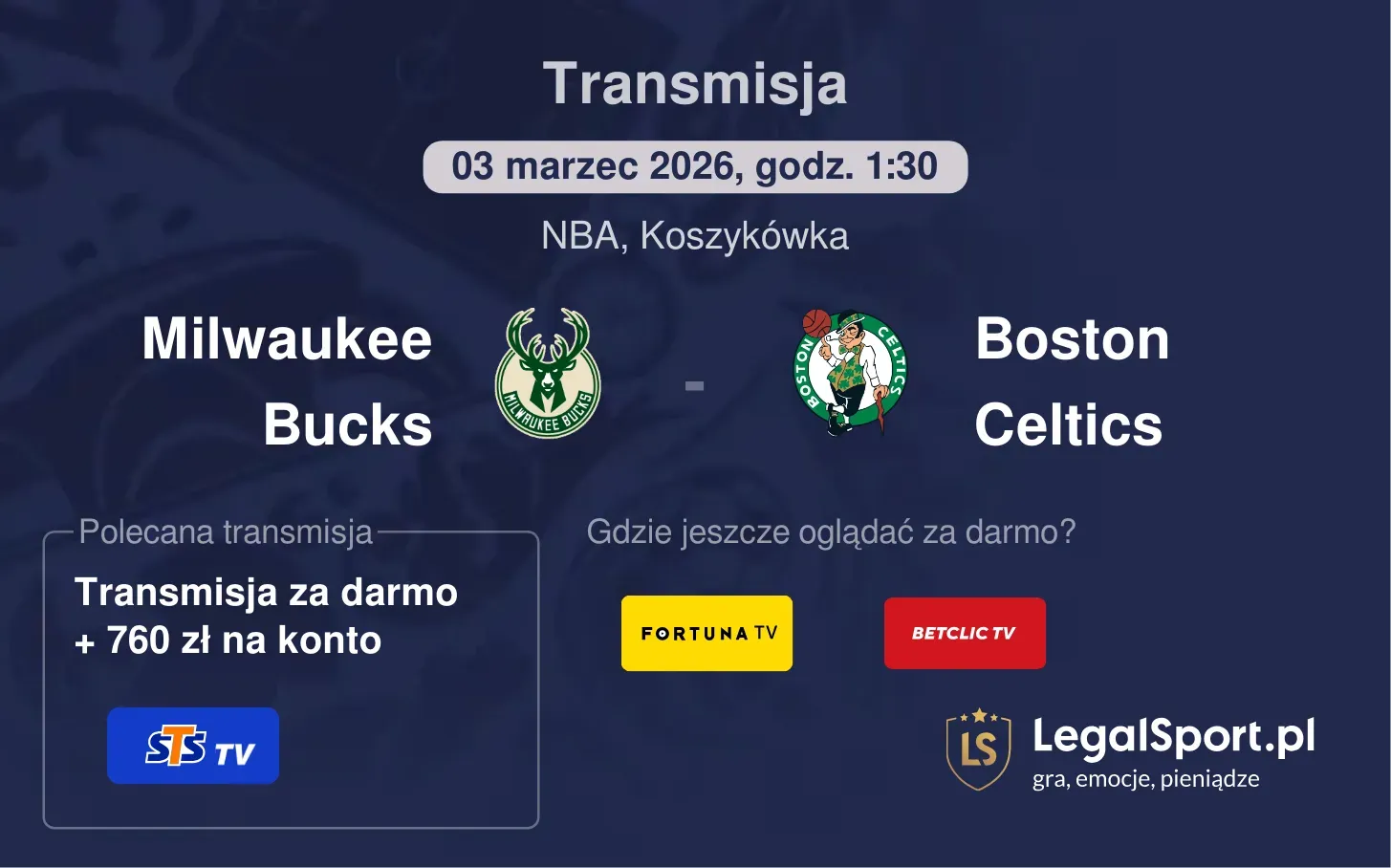 Milwaukee Bucks - Boston Celtics Transmisje