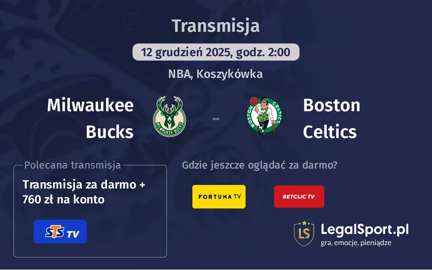 Milwaukee Bucks - Boston Celtics Transmisje