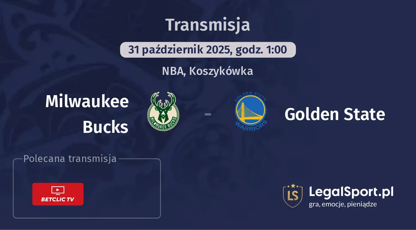 Milwaukee Bucks - Golden State Transmisje