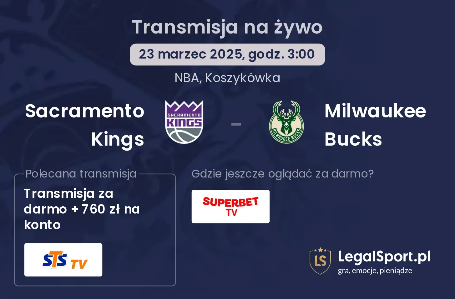 Sacramento Kings - Milwaukee Bucks gdzie oglądać?
