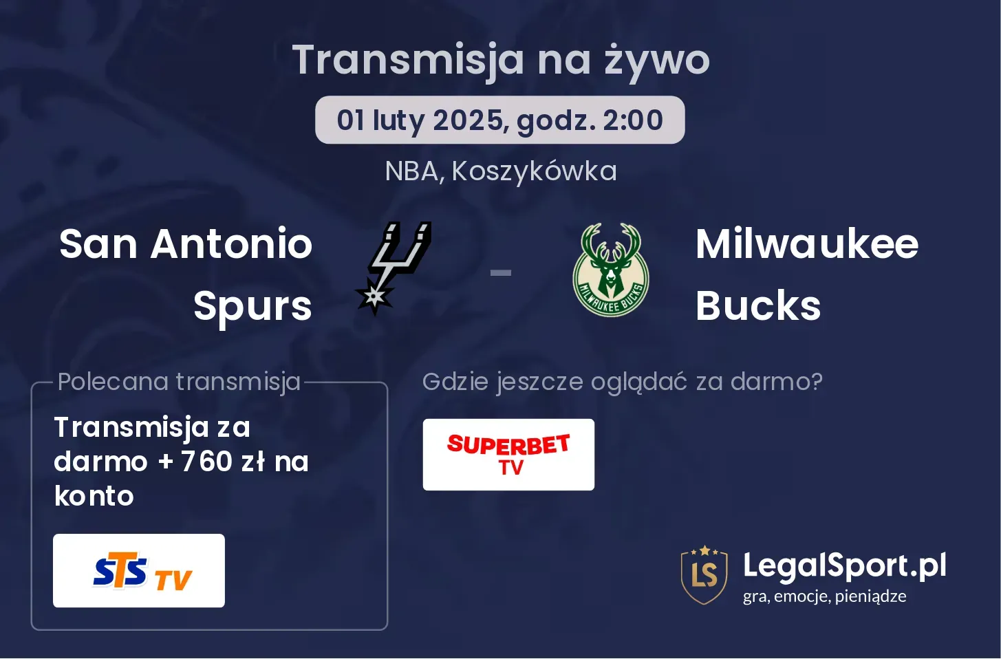 San Antonio Spurs - Milwaukee Bucks gdzie oglądać?