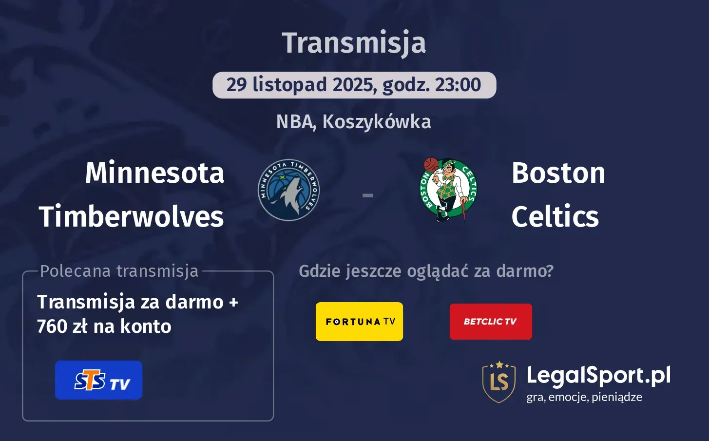 Minnesota Timberwolves - Boston Celtics Transmisje