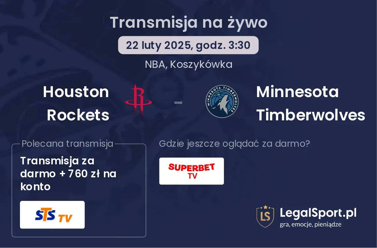 Houston Rockets - Minnesota Timberwolves gdzie oglądać?