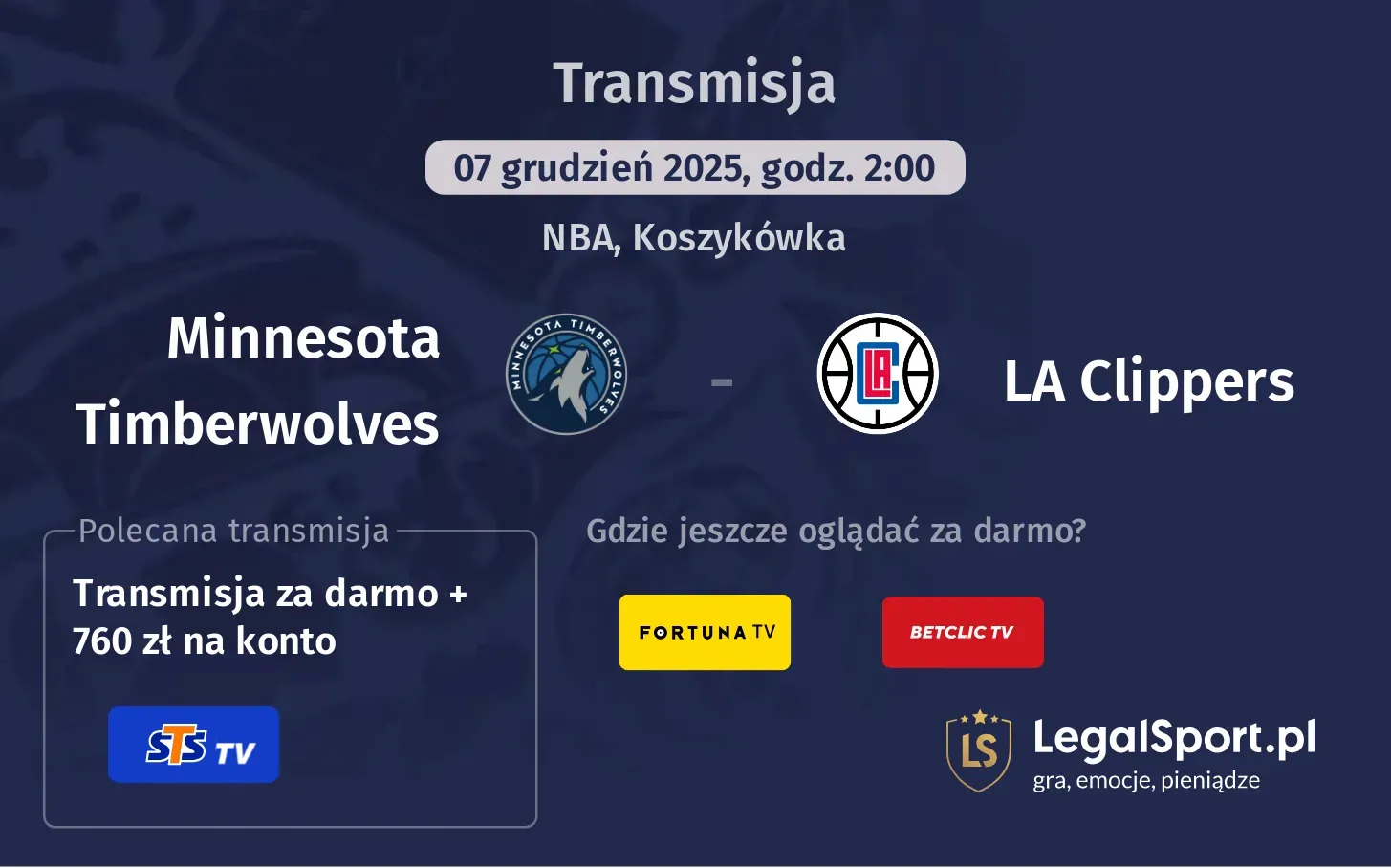 Minnesota Timberwolves - LA Clippers Transmisje