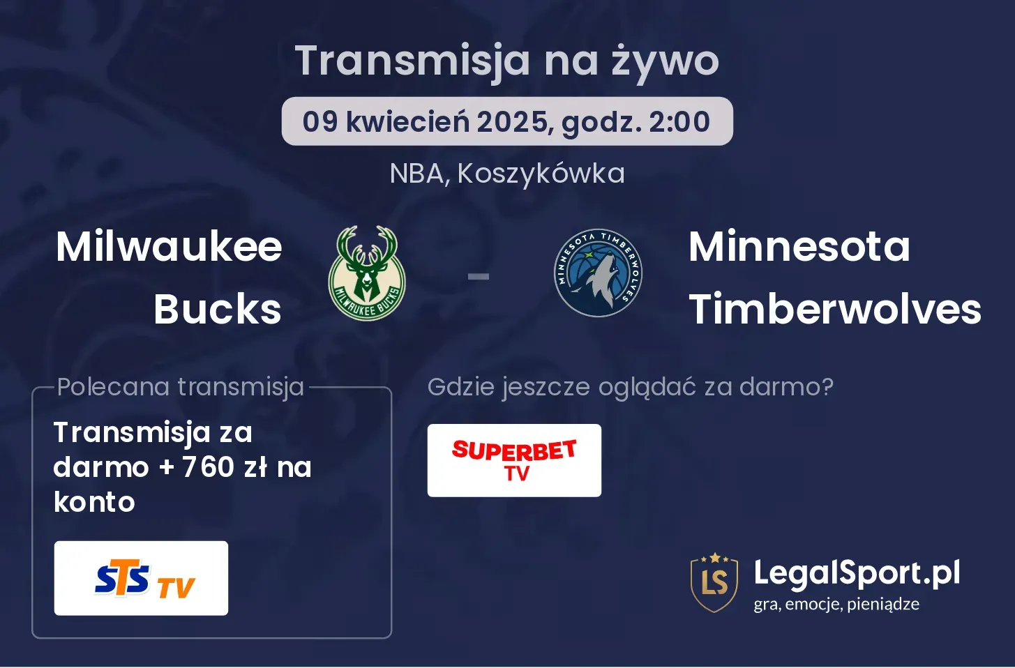 Milwaukee Bucks - Minnesota Timberwolves gdzie oglądać?