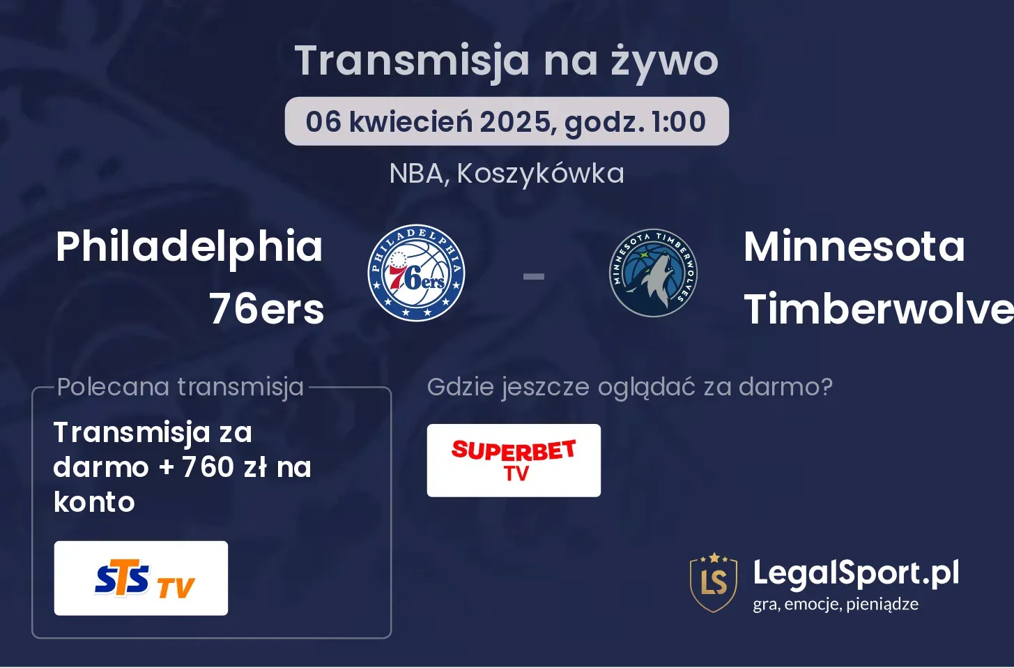 Philadelphia 76ers - Minnesota Timberwolves gdzie oglądać?