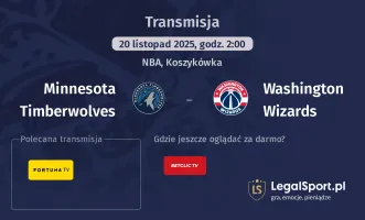 Minnesota Timberwolves - Washington Wizards gdzie oglądać? (20.11)