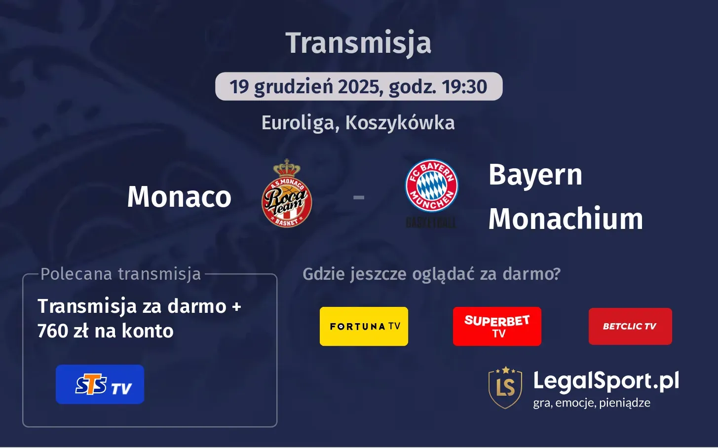 Monaco - Bayern Monachium Transmisje