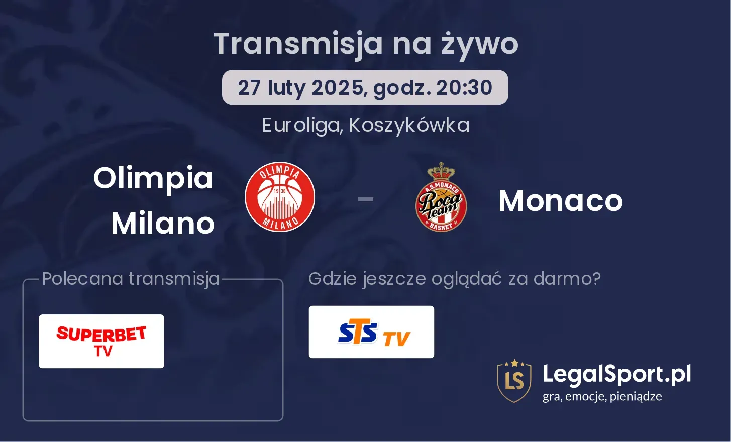 Olimpia Milano - Monaco gdzie oglądać?