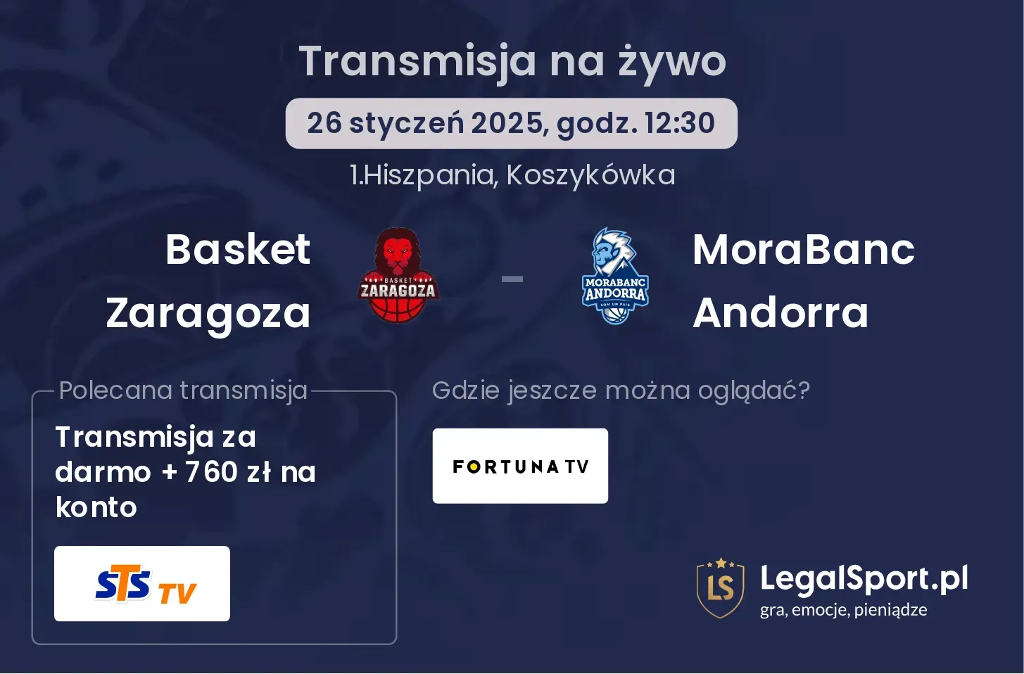 MoraBanc Andorra - Basket Zaragoza transmisja na żywo