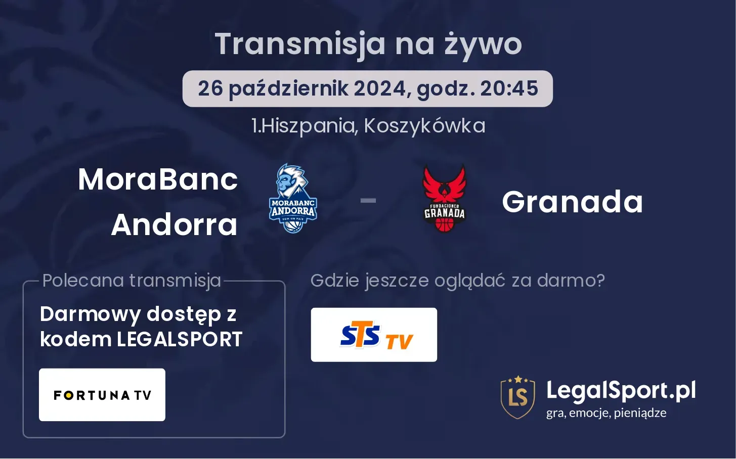 MoraBanc Andorra - Granada gdzie oglądać? 26.10, godz. 20:45
