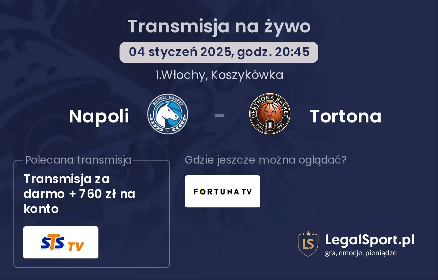Napoli - Tortona transmisja na żywo
