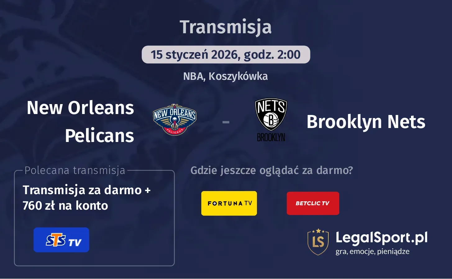New Orleans Pelicans - Brooklyn Nets Transmisje