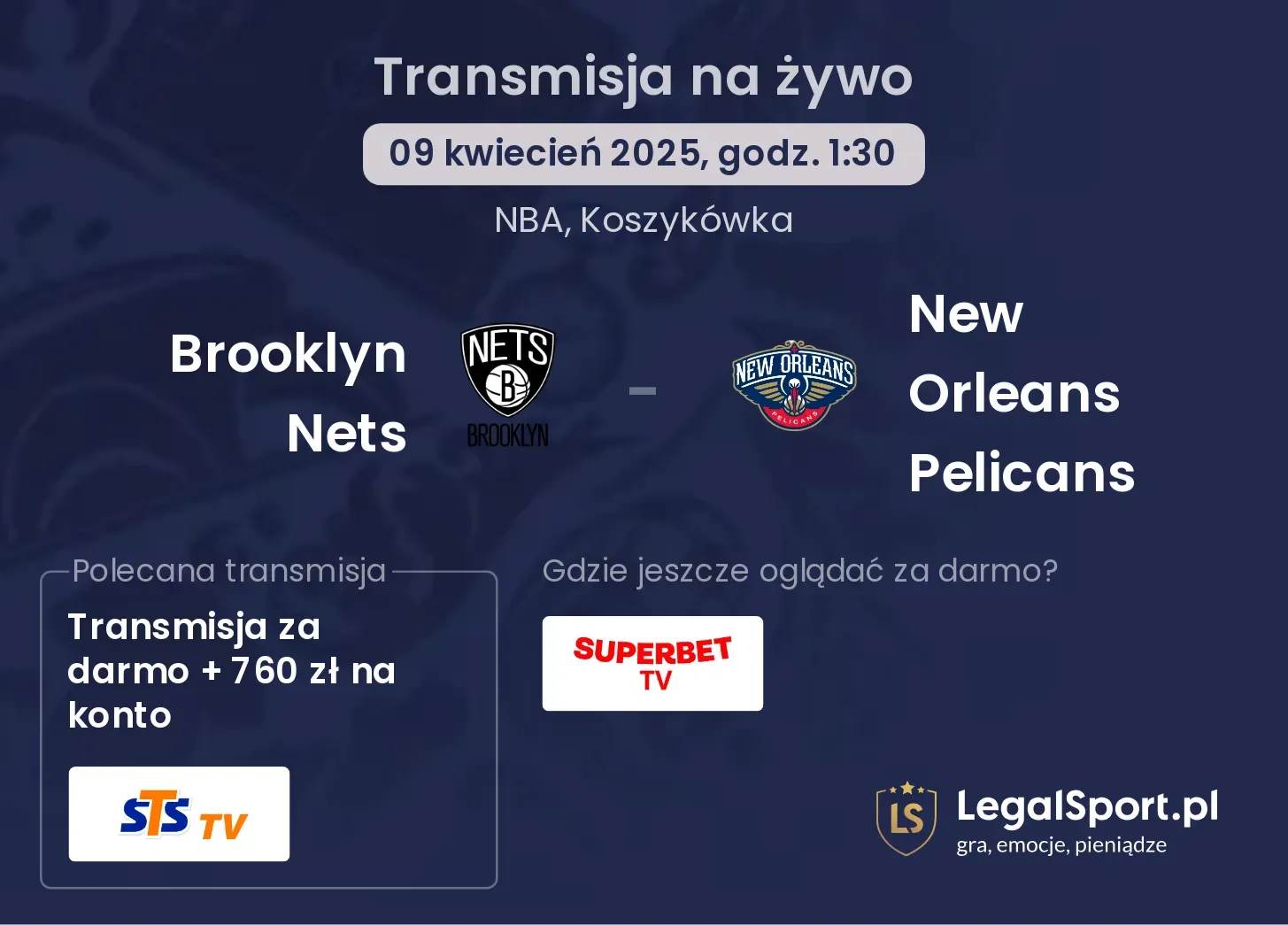 Brooklyn Nets - New Orleans Pelicans gdzie oglądać?
