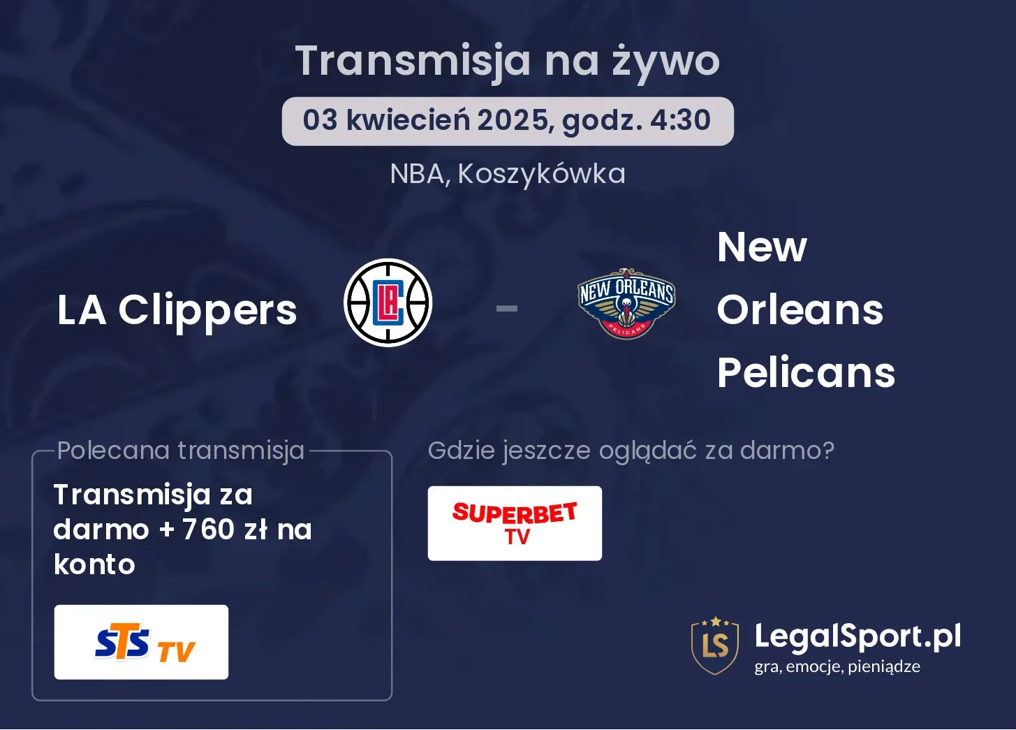 LA Clippers - New Orleans Pelicans gdzie oglądać?
