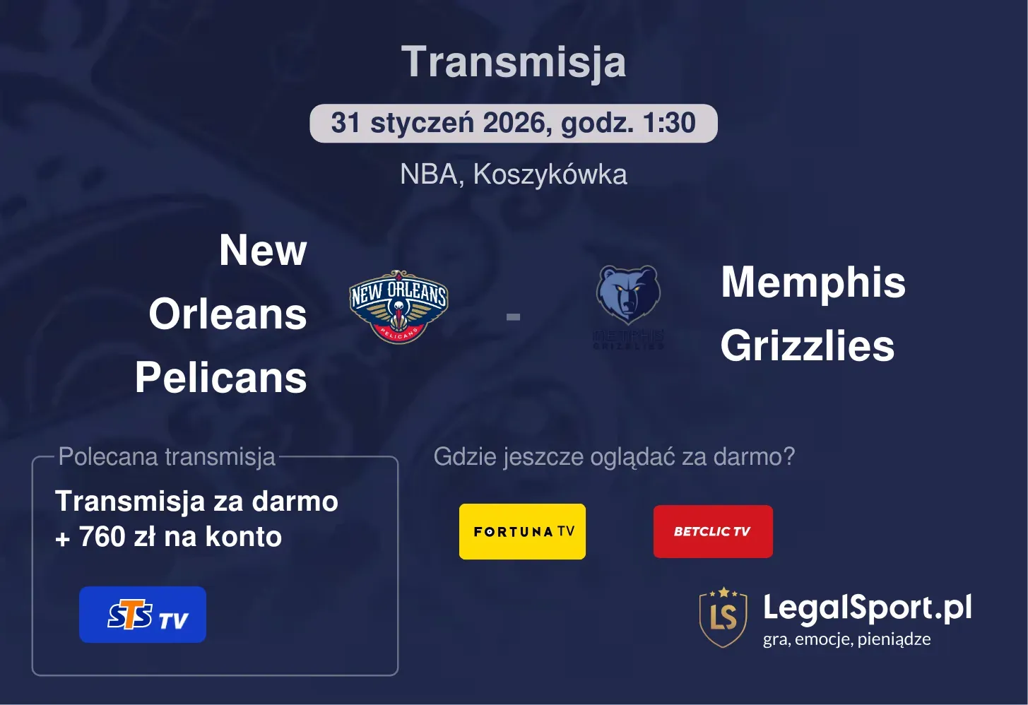 New Orleans Pelicans - Memphis Grizzlies Transmisje