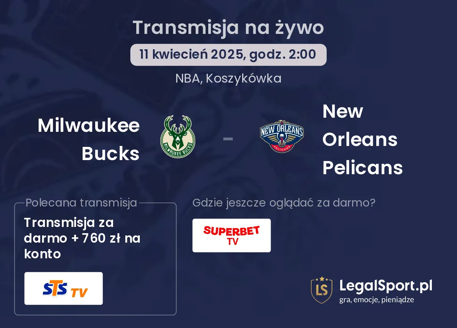 Milwaukee Bucks - New Orleans Pelicans gdzie oglądać?