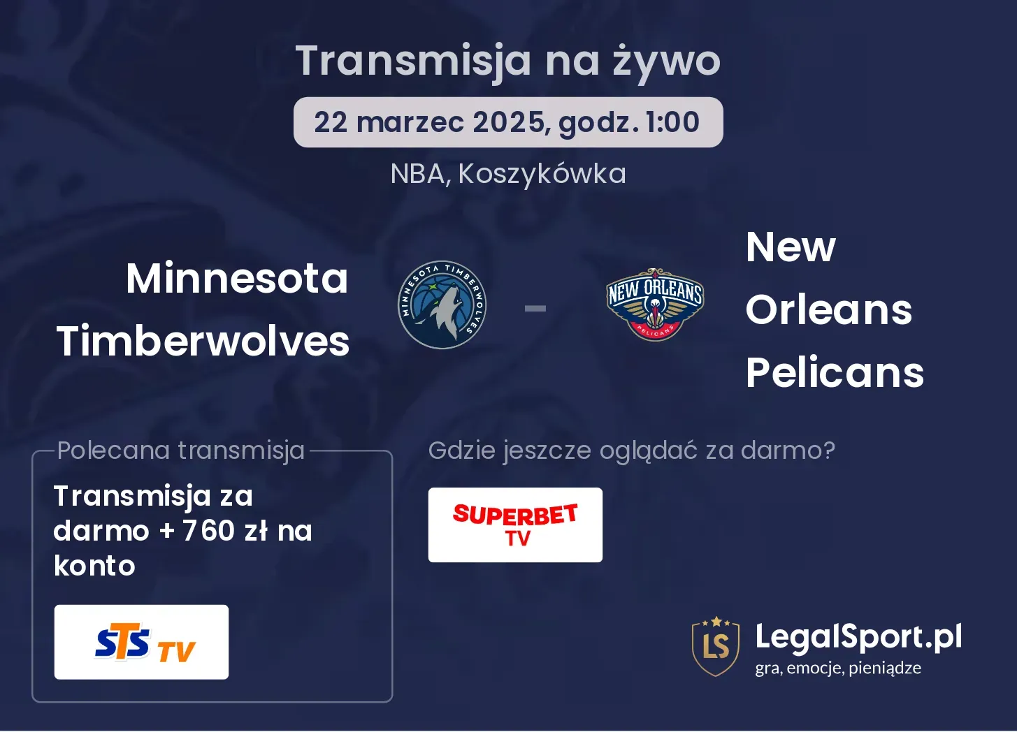 Minnesota Timberwolves - New Orleans Pelicans gdzie oglądać?