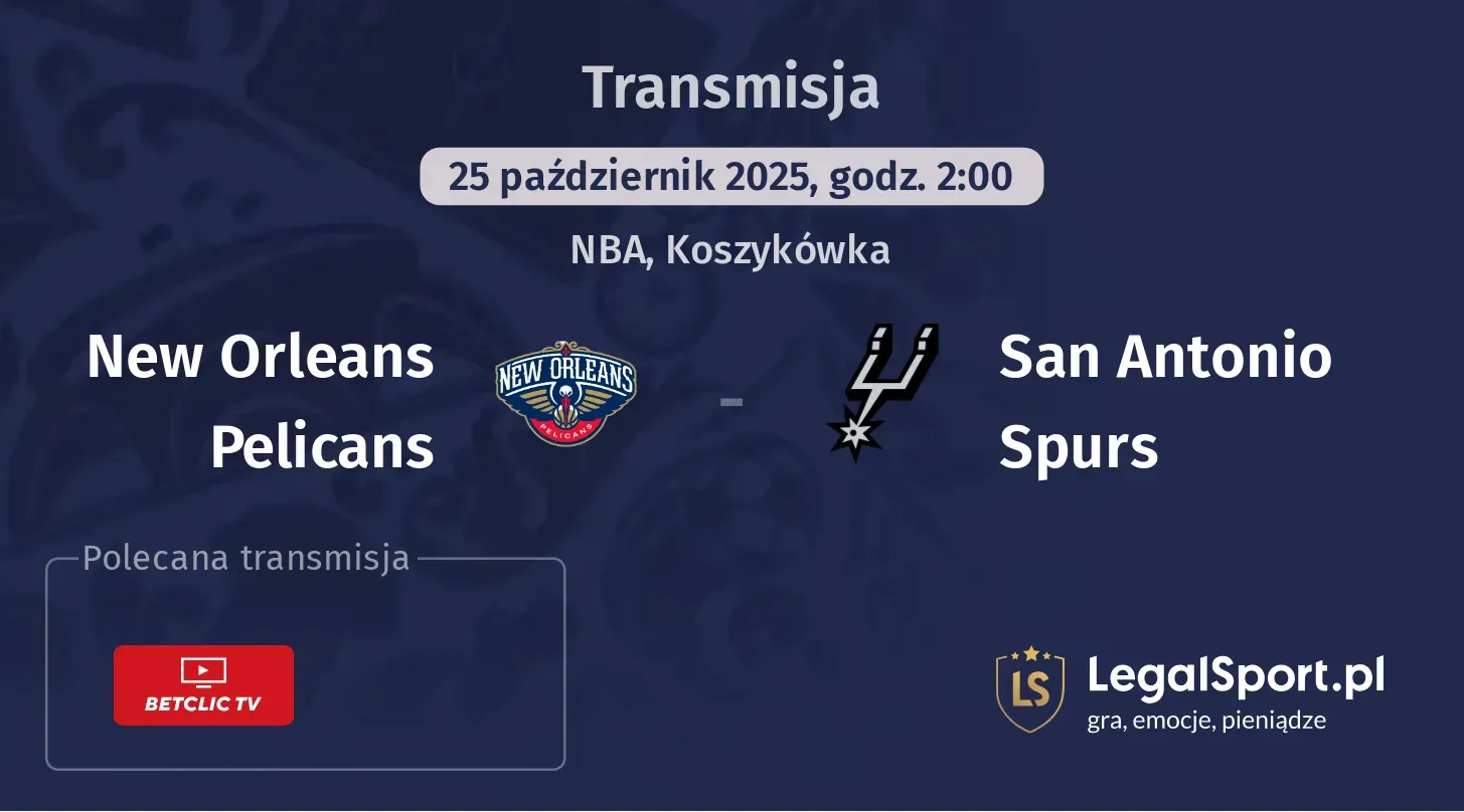 New Orleans Pelicans - San Antonio Spurs Transmisje