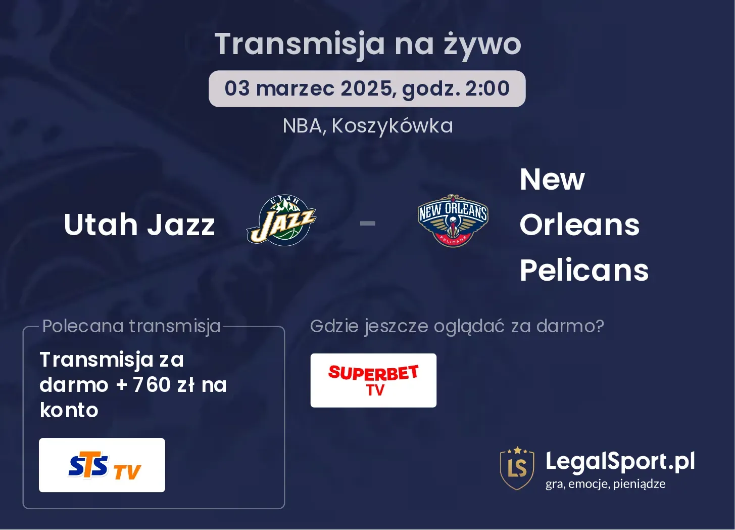 Utah Jazz - New Orleans Pelicans gdzie oglądać?