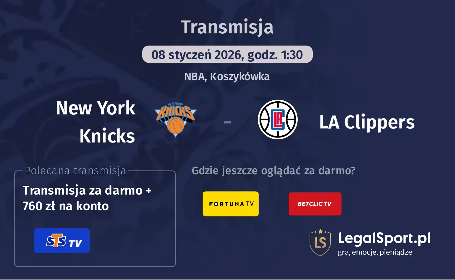 New York Knicks - LA Clippers Transmisje