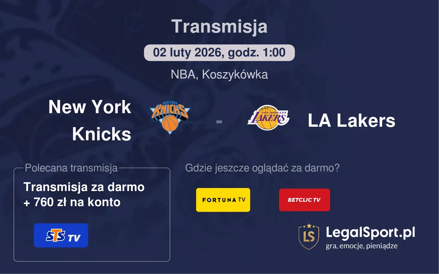New York Knicks - LA Lakers Transmisje