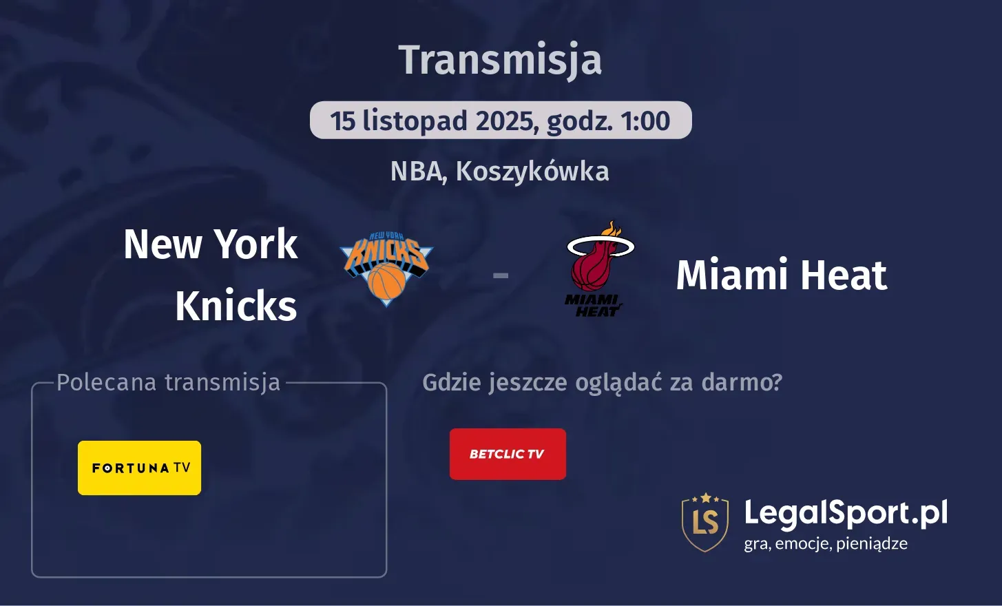 New York Knicks - Miami Heat Transmisje
