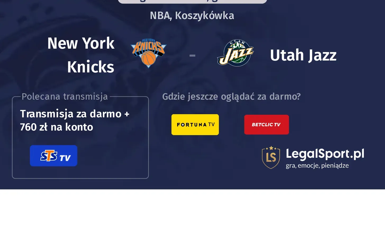 New York Knicks - Utah Jazz Transmisje