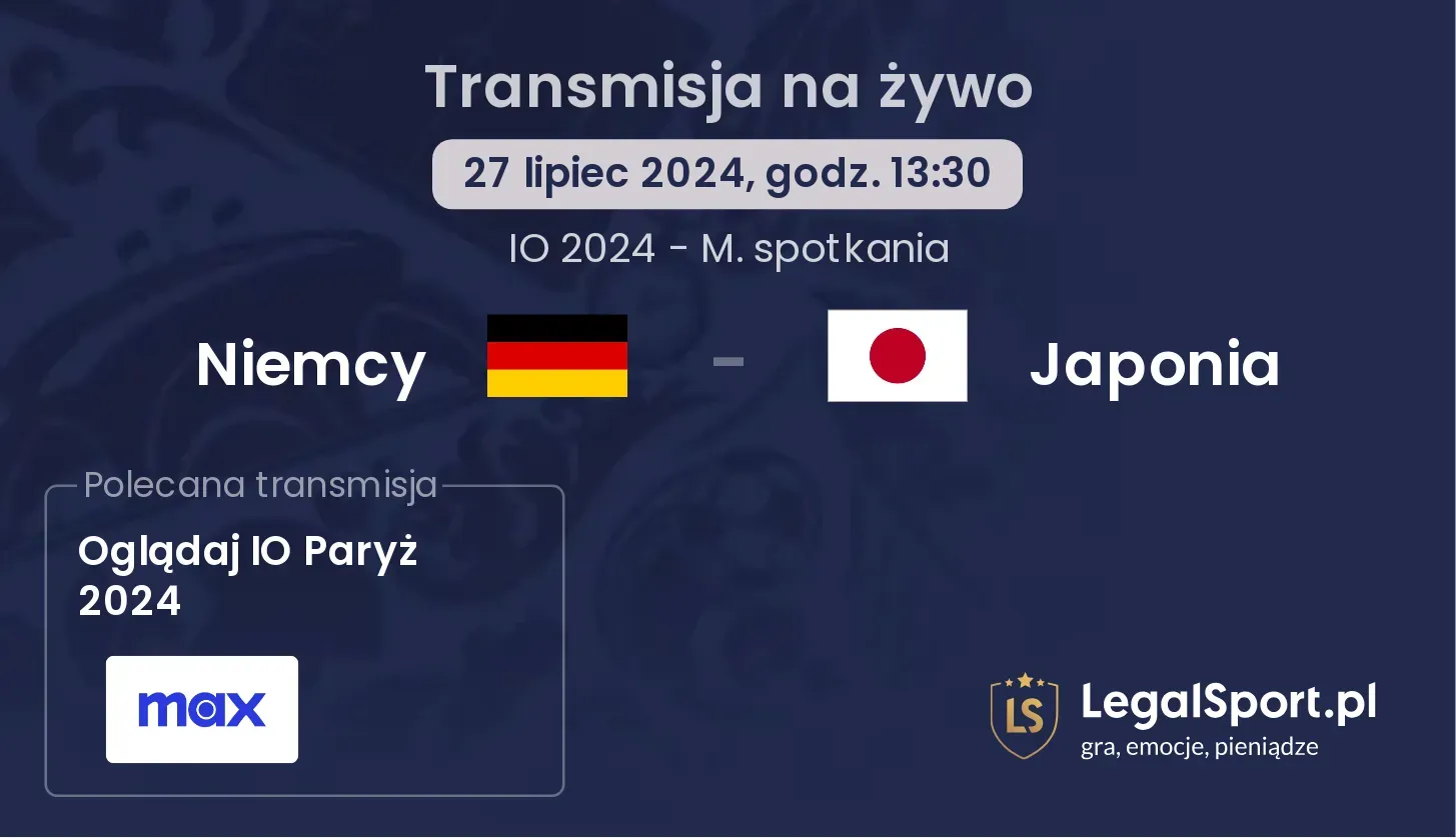 Niemcy - Japonia gdzie oglądać? Transmisja online za darmo (27.07, godz. 13:30)