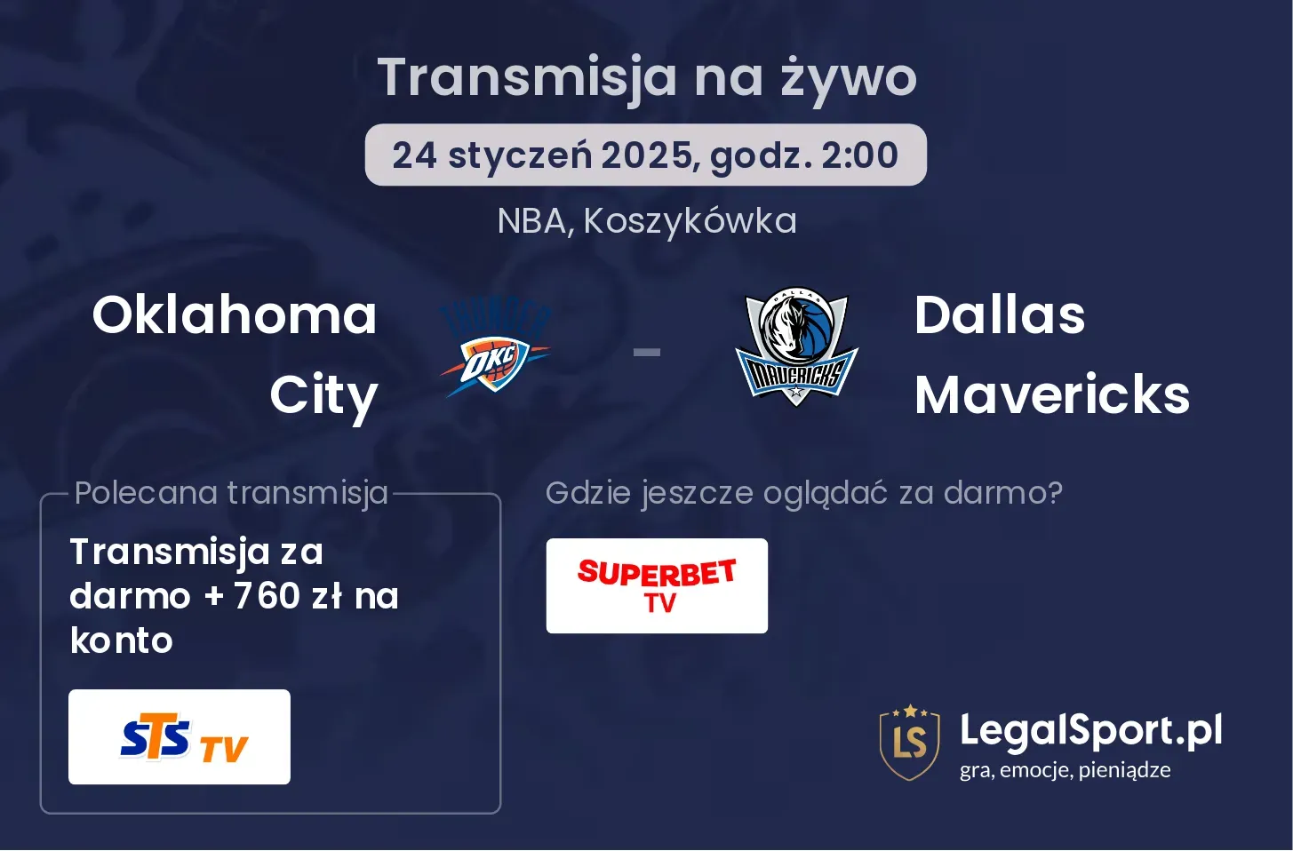 Oklahoma City - Dallas Mavericks gdzie oglądać?