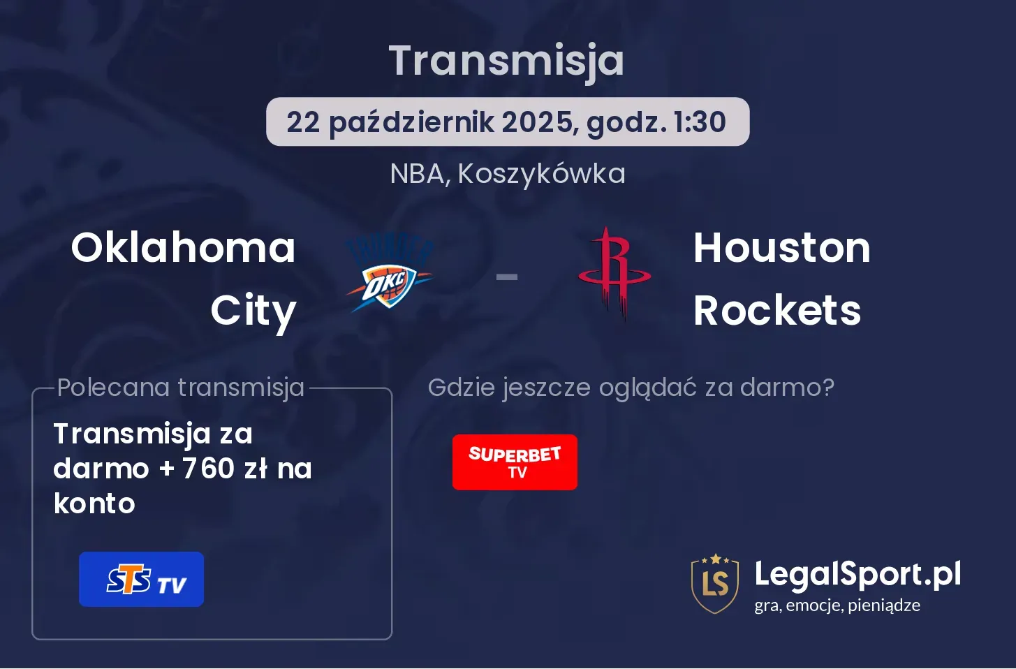 Oklahoma City - Houston Rockets gdzie oglądać?