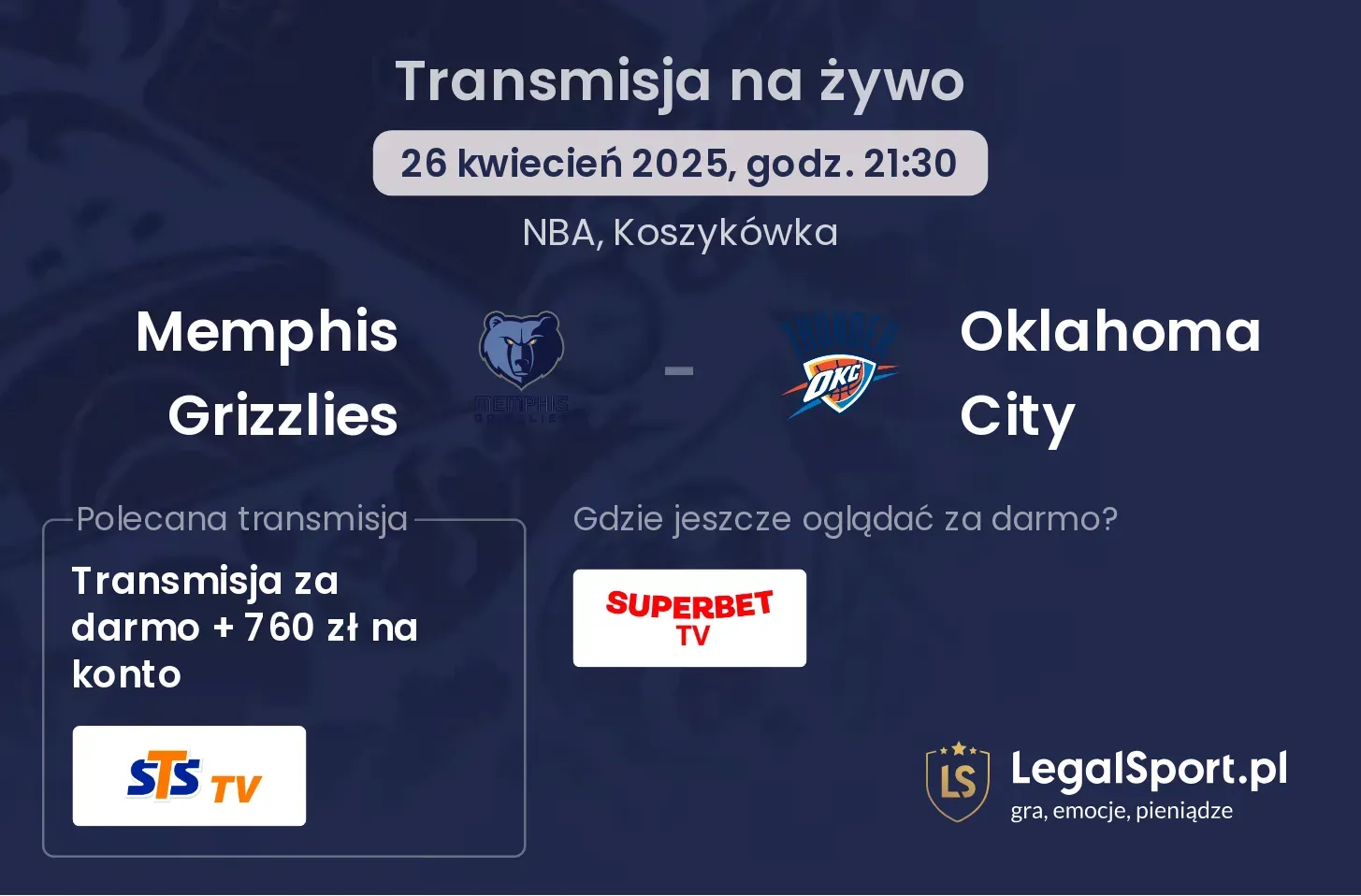 Oklahoma City - Memphis Grizzlies gdzie oglądać?