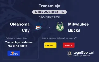 Oklahoma City - Milwaukee Bucks gdzie oglądać (13.02.2026)