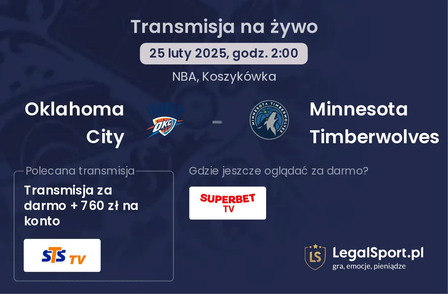 Oklahoma City - Minnesota Timberwolves gdzie oglądać?