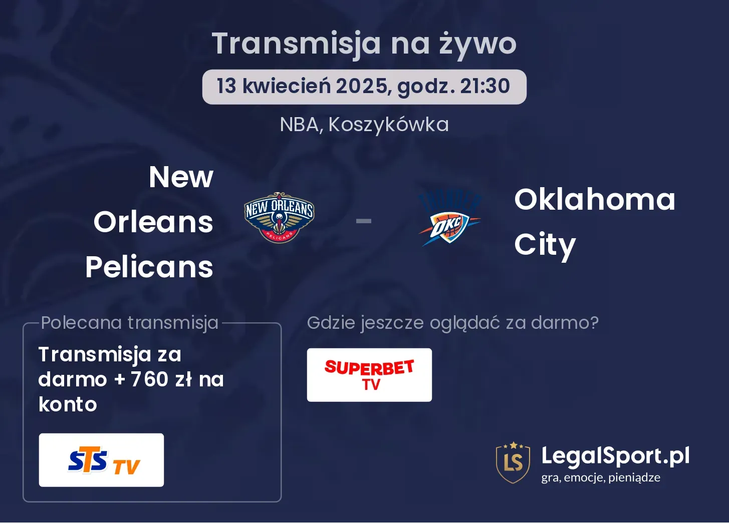 New Orleans Pelicans - Oklahoma City gdzie oglądać?