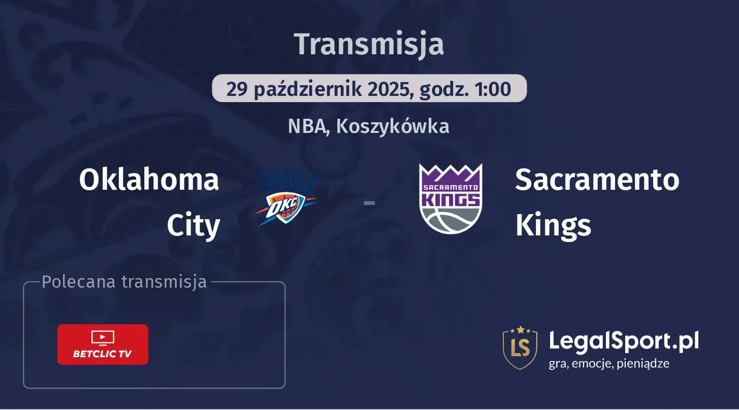 Oklahoma City - Sacramento Kings Transmisje