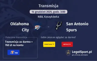 Oklahoma City - San Antonio Spurs gdzie oglądać? (14.12)