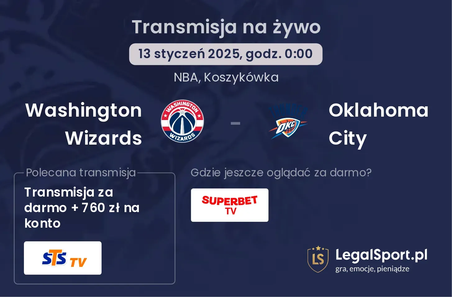 Washington Wizards - Oklahoma City gdzie oglądać?