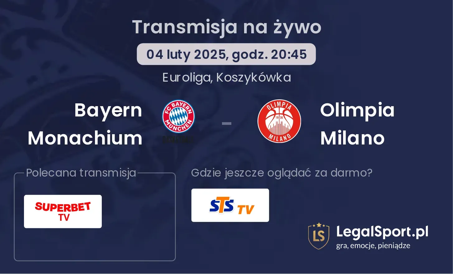 Bayern Monachium - Olimpia Milano gdzie oglądać?