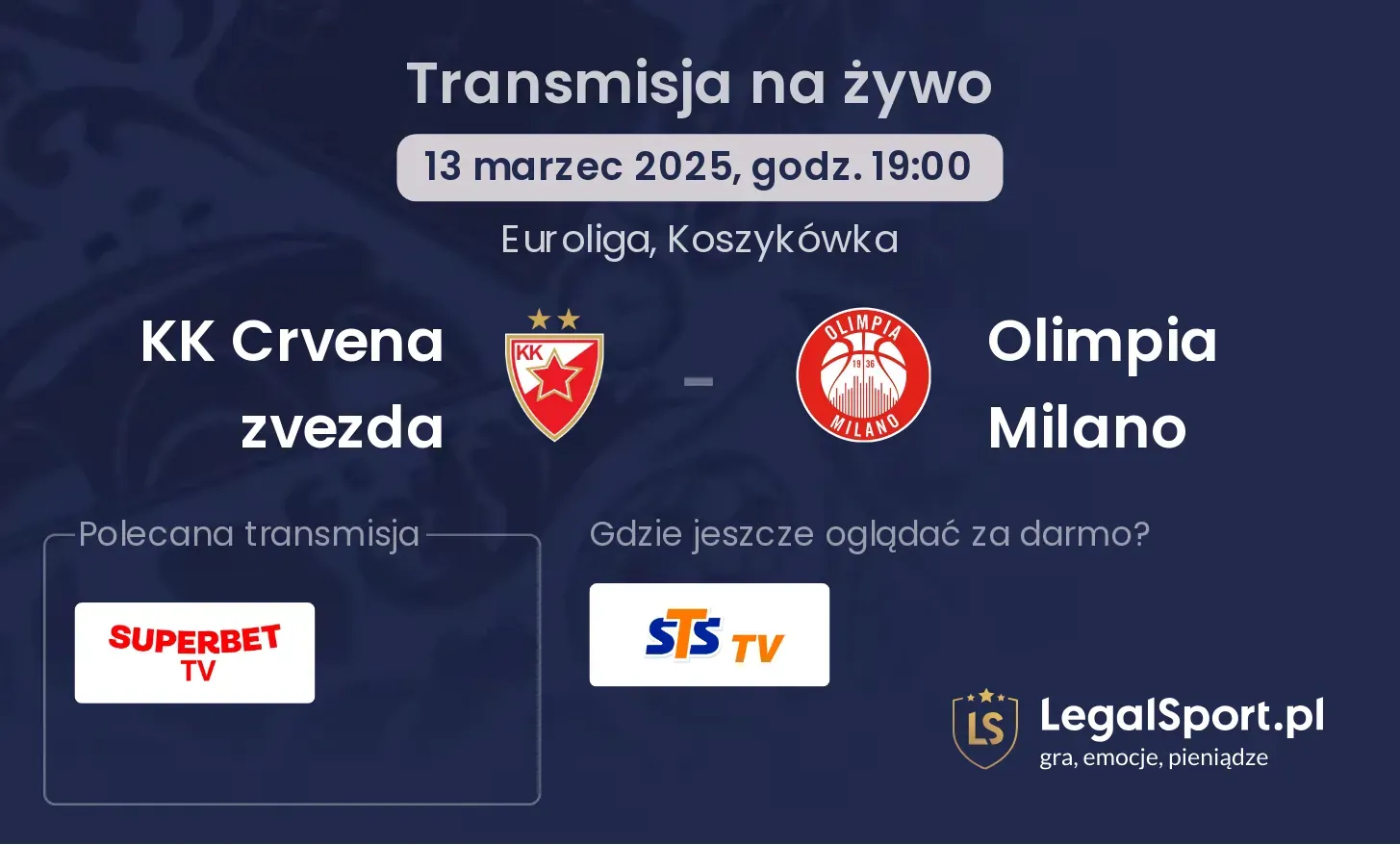 KK Crvena zvezda - Olimpia Milano gdzie oglądać transmisję?