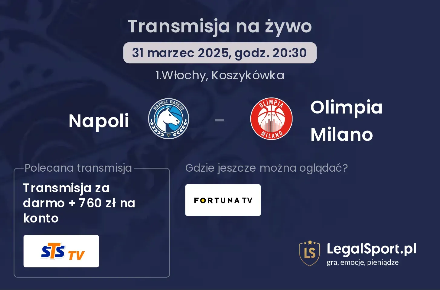 Napoli - Olimpia Milano gdzie oglądać?